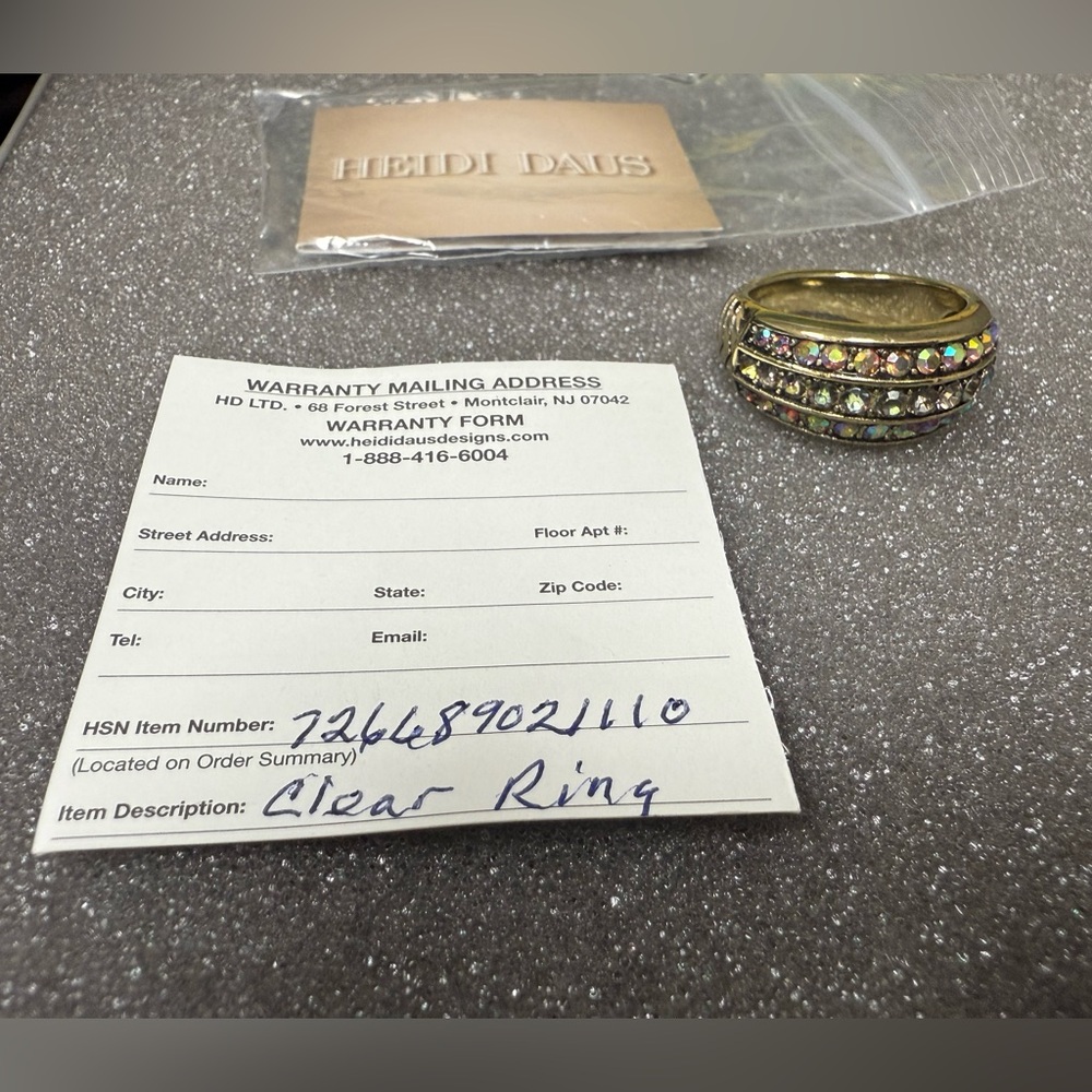 Heidi Daus Multicolor Aurora Borealis Crystal Gold Ring Sz ~9-10 new with tags